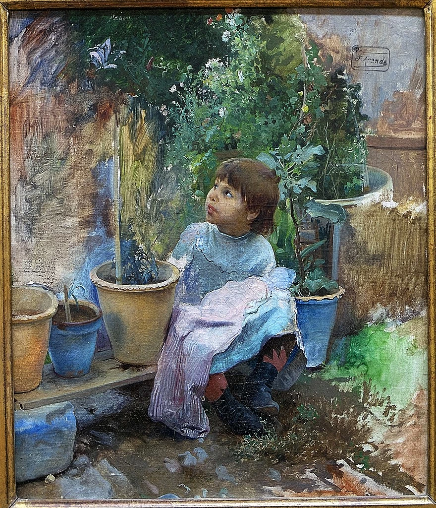 La farfalla, una ragazza tra i vasi di fiori - Museo di Belle Arti delle Asturie
